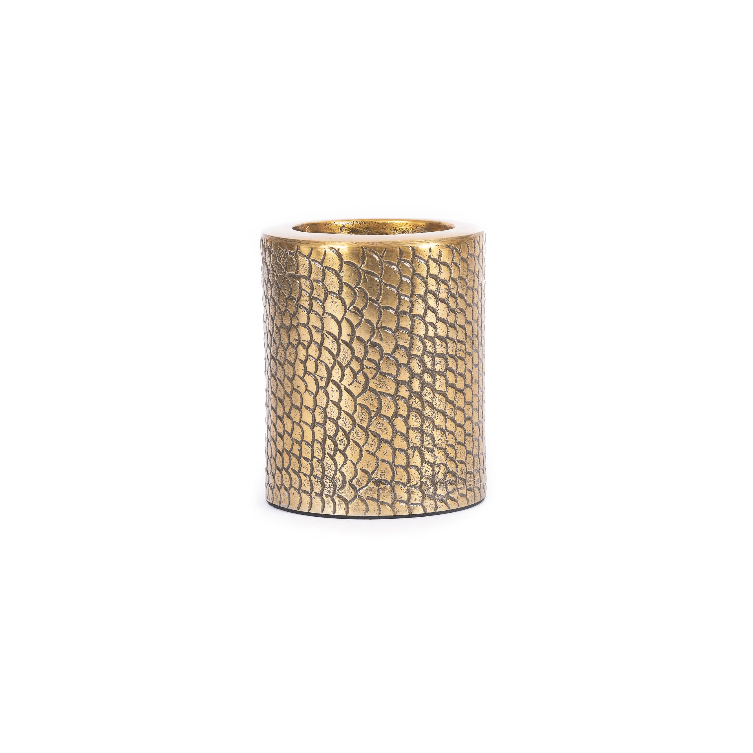 The Croco Candle Holder - Brass - L – aluminium candle holder – product view 1