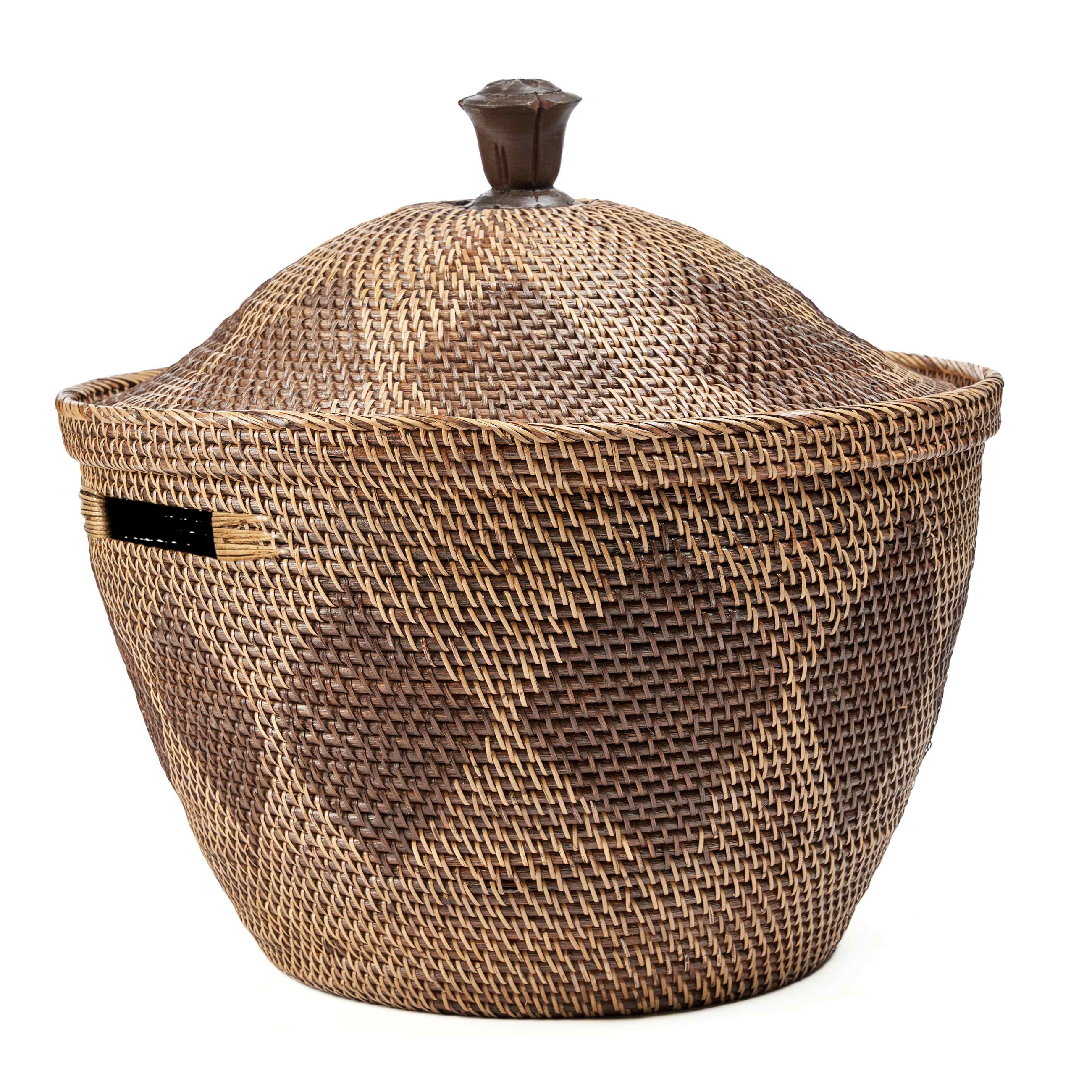 The Storage Crown Basket - Natural Brown – rattan storage basket in brown – product view 1