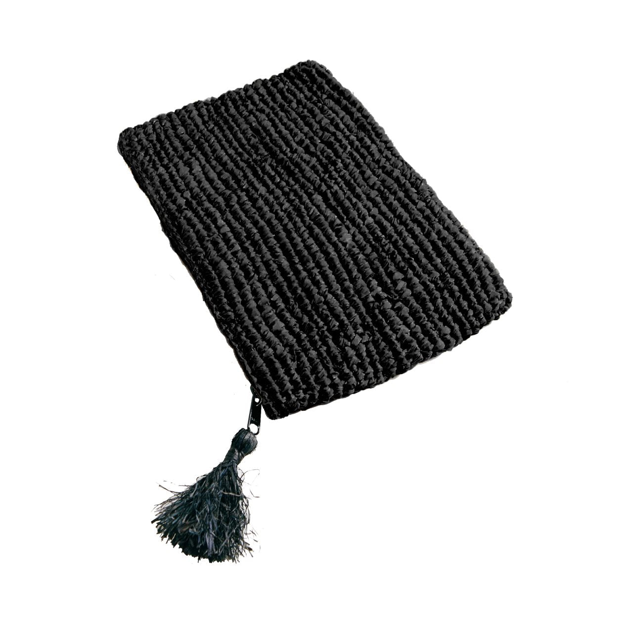 The Raffia Clutch - Black - L – raffia clutch in black – product view 1