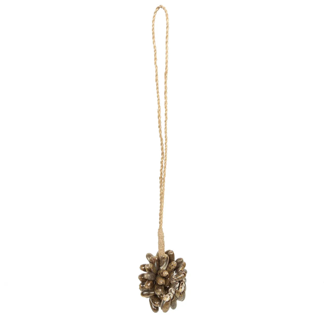 The Brown Cowrie Shell Tassel in shell — handmade luxury wall decoration curated by Laiyahome — view 3