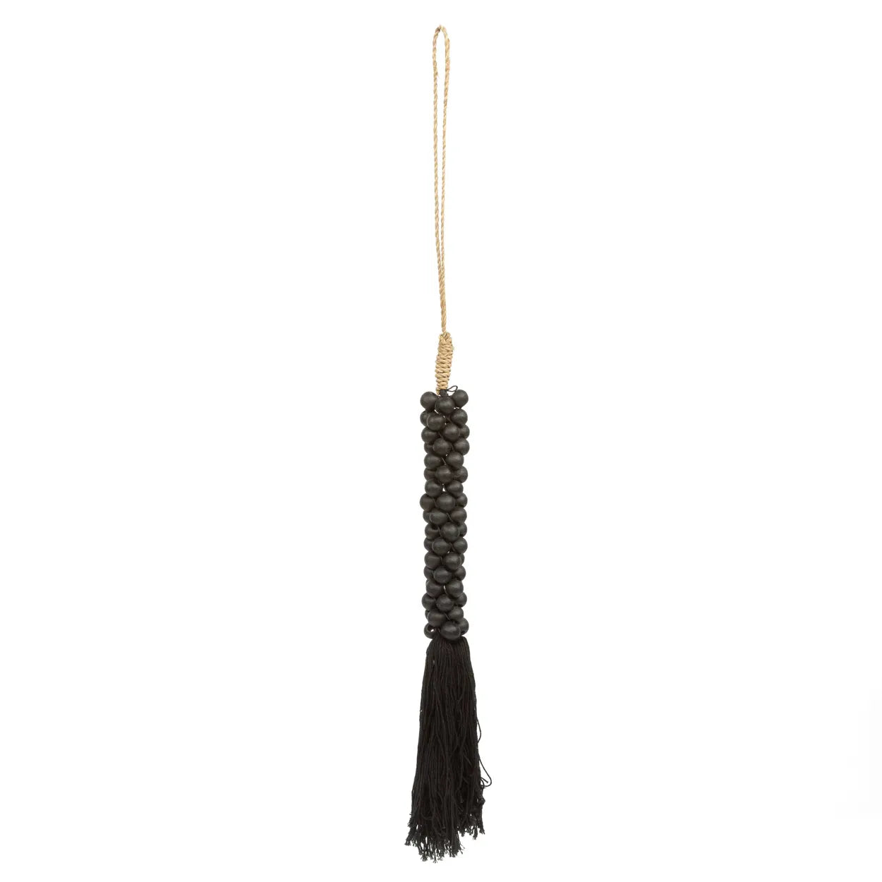 The Wooden Beads with Cotton Tassel - Black in wood — handmade luxury wall decoration curated by Laiyahome — view 3