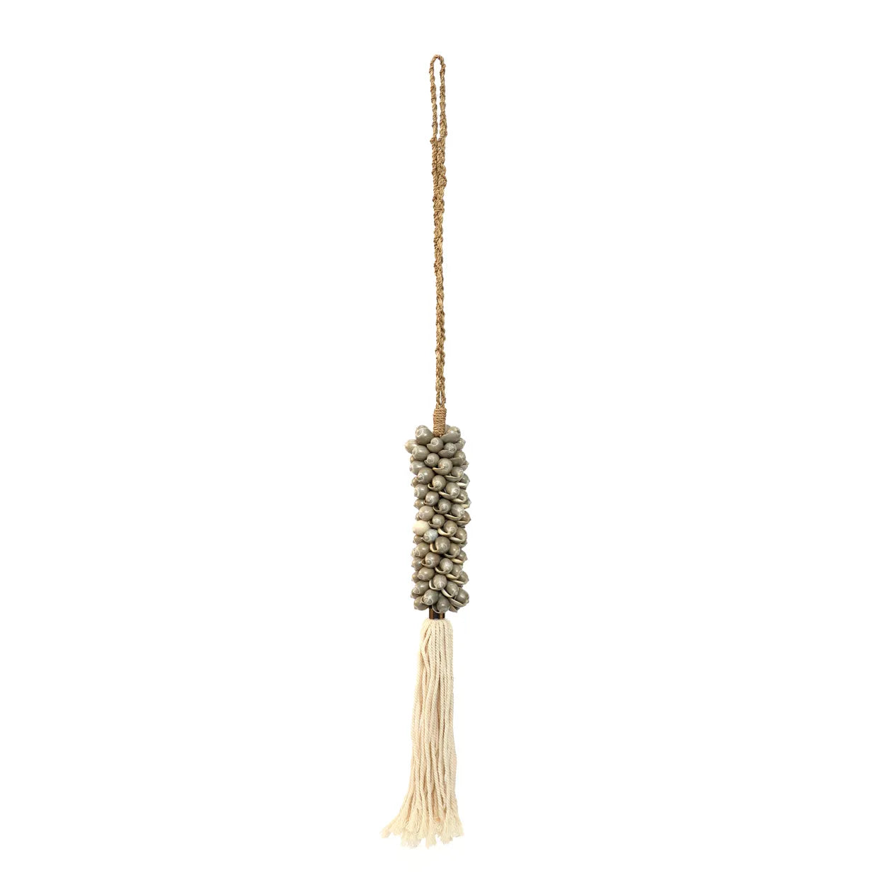 The Shell & Cotton Tassel - Grey in shell — handmade luxury wall decoration curated by Laiyahome — view 3