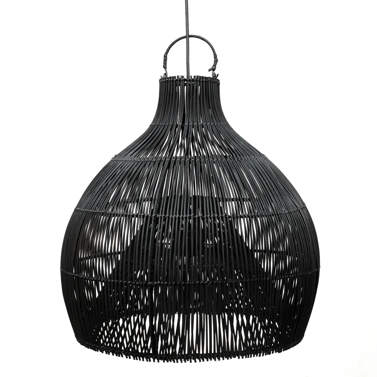The Lobster Trap Pendant - Black - L in rattan — handmade luxury pendant lamp curated by Laiyahome — view 3
