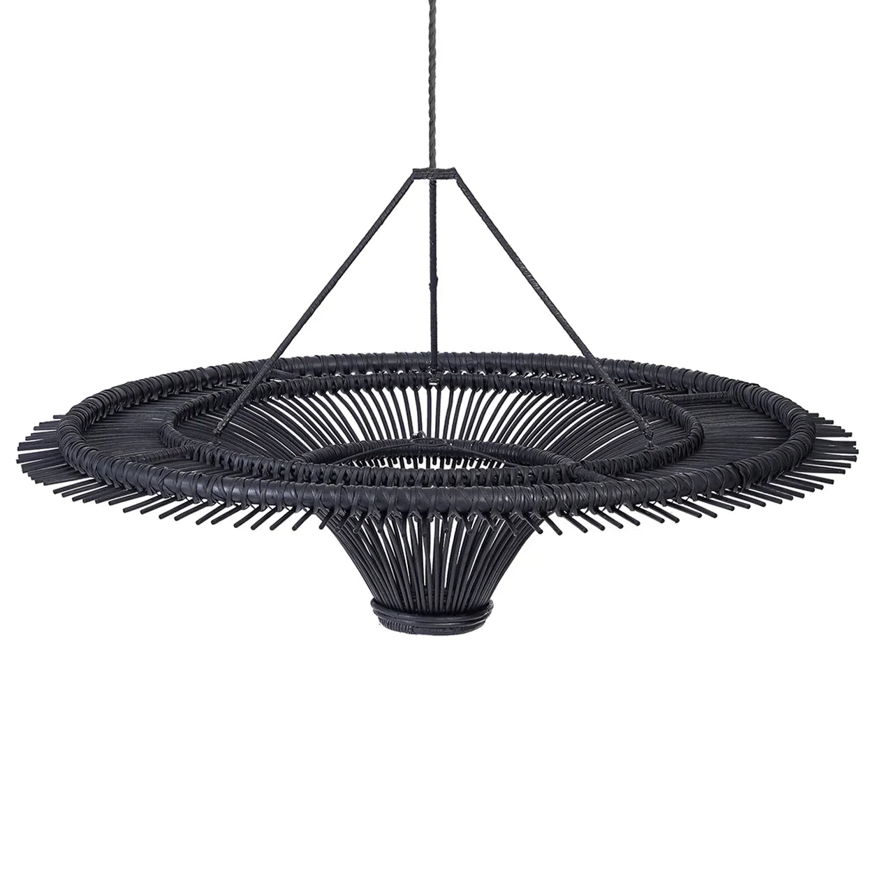 The Sky Pendant - Black - XXL in rattan — handmade luxury pendant lamp curated by Laiyahome — view 3
