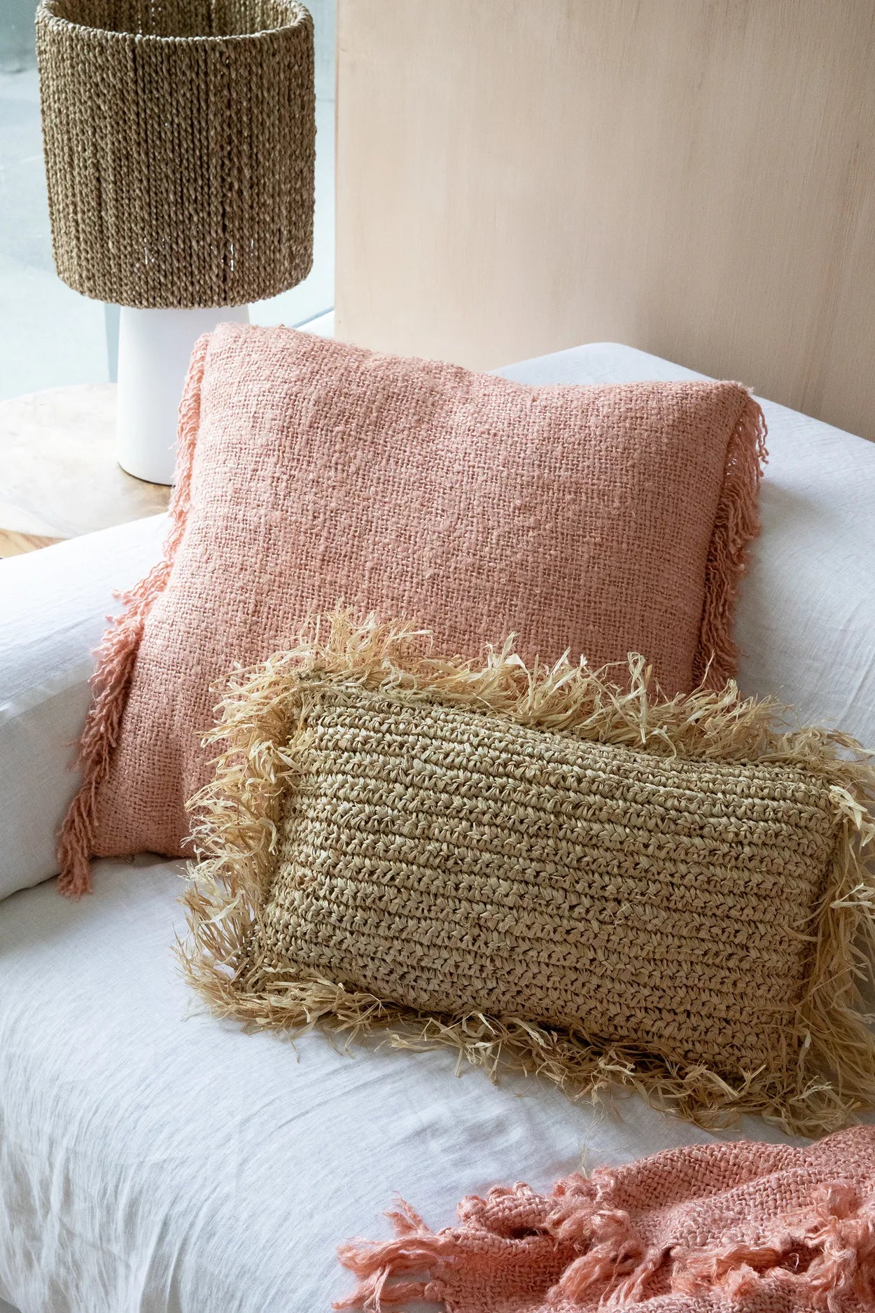 The Oh My Gee Cushion Cover - Salmon Pink - 60x60 in cotton — handmade luxury cushion cover curated by Laiyahome — view 4