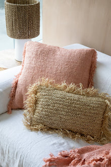 The Oh My Gee Cushion Cover - Salmon Pink - 60x60 in cotton — handmade luxury cushion cover curated by Laiyahome — view 4