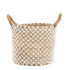 The Crossed Stitched Macrame Basket - M in cotton — handmade luxury storage basket curated by Laiyahome — view 3