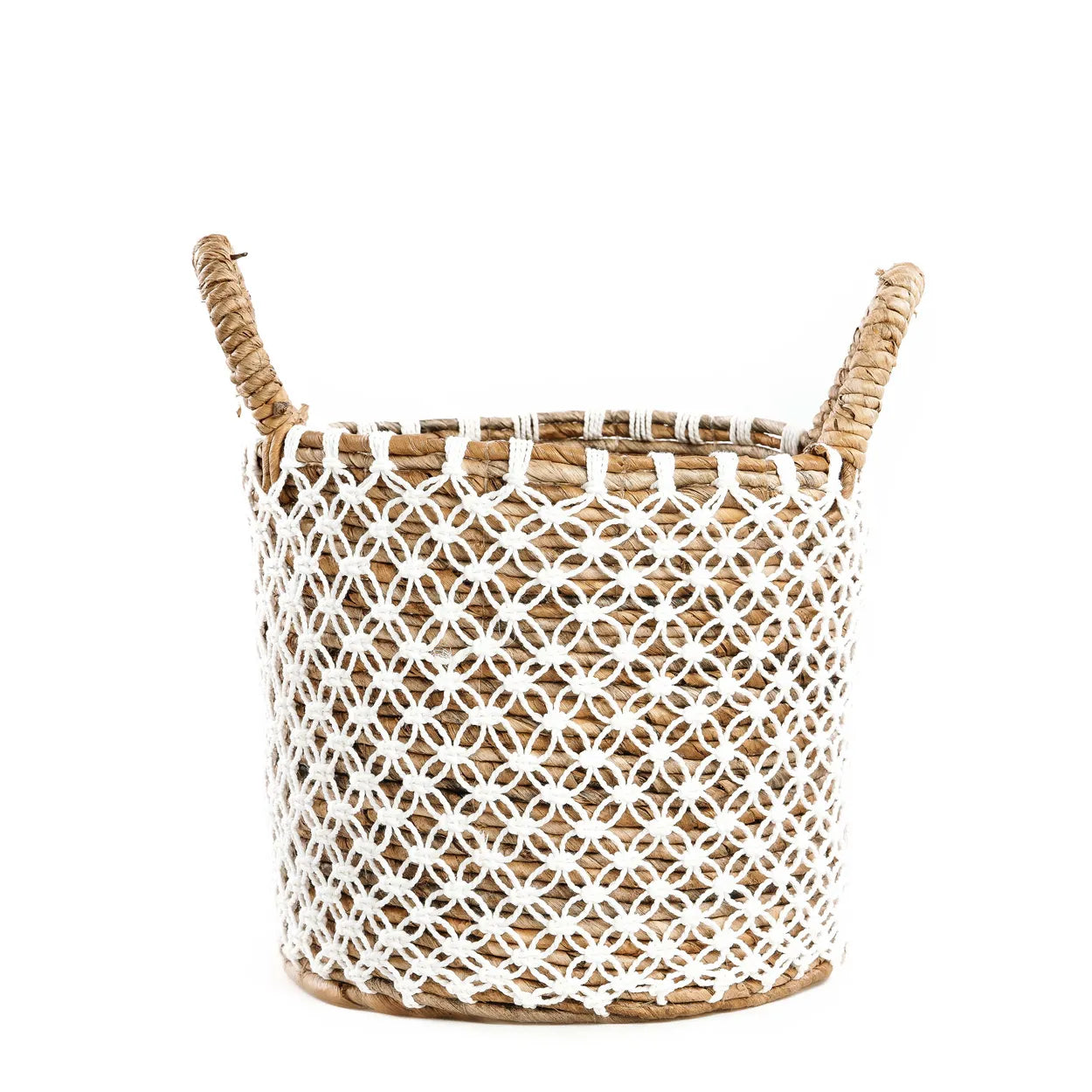The Crossed Stitched Macrame Basket - S in cotton — handmade luxury storage basket curated by Laiyahome — view 3