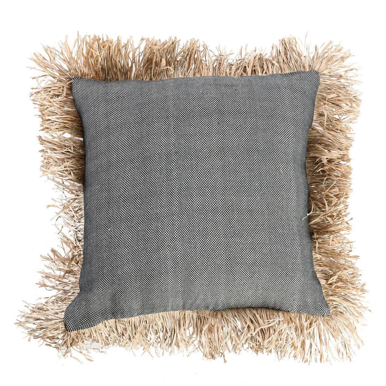 The Cotton Bonita Cushion Cover - Natural Black - 60x60 in cotton — handmade luxury cushion cover curated by Laiyahome — view 3