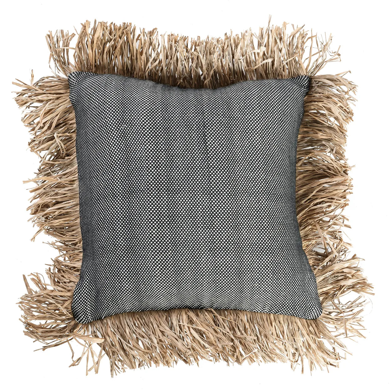 The Cotton Bonita Cushion Cover - Natural Black - 40x40 in cotton — handmade luxury cushion cover curated by Laiyahome — view 3
