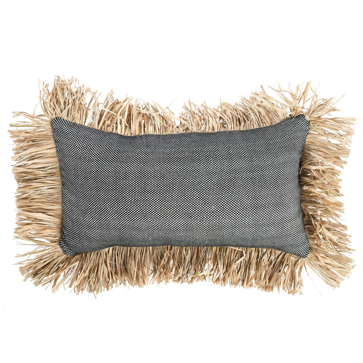 The Cotton Bonita Cushion Cover - Natural Black - 30x50 in cotton — handmade luxury cushion cover curated by Laiyahome — view 3
