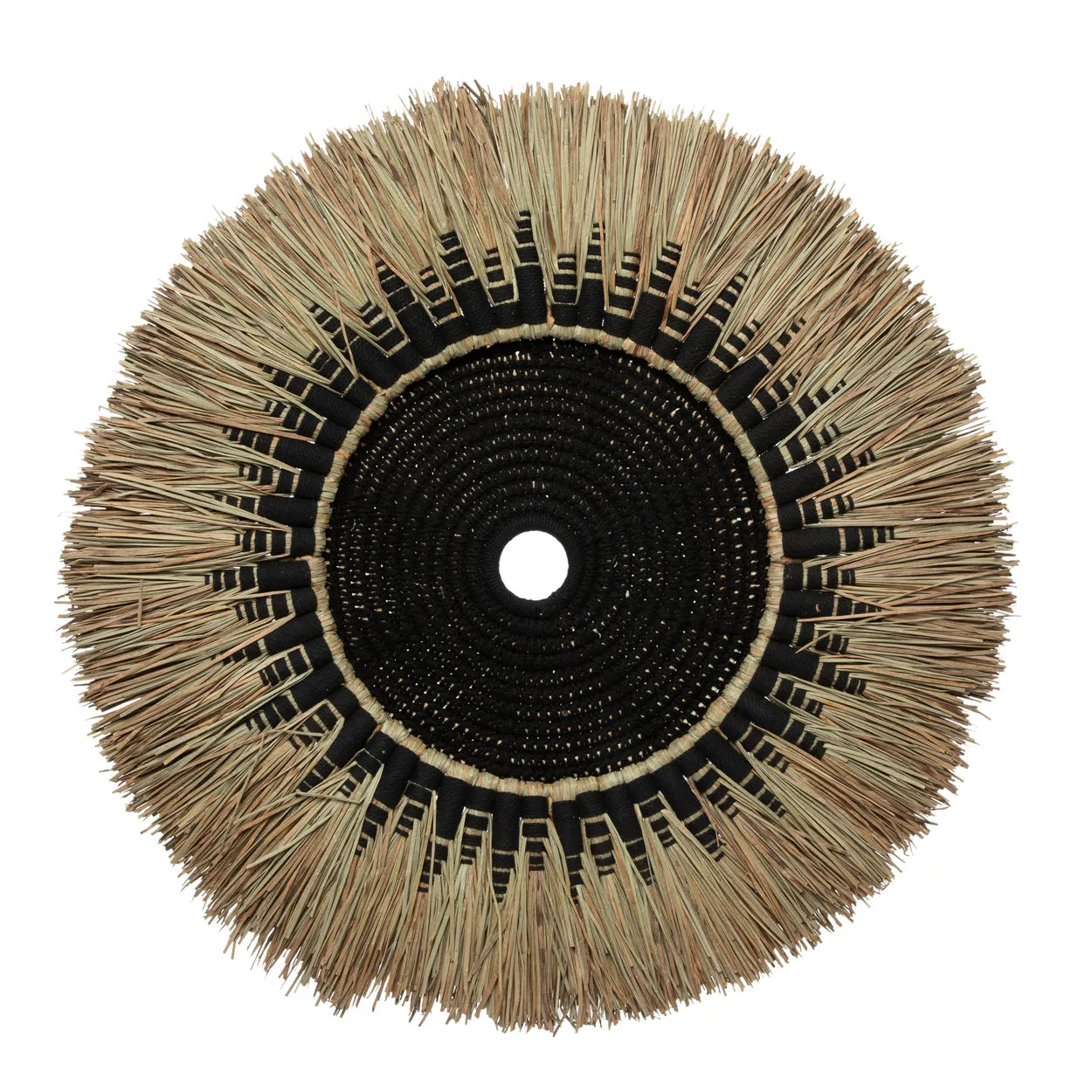 The Raffia Macramé Wall Deco - Black Natural in grass — handmade luxury wall decoration curated by Laiyahome — view 3