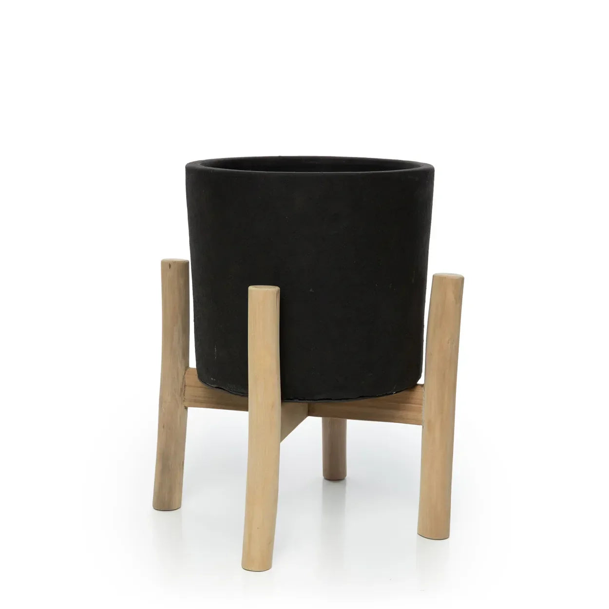 The Charcoal Low - Black Natural - S in terracotta — handmade luxury planter curated by Laiyahome — view 3