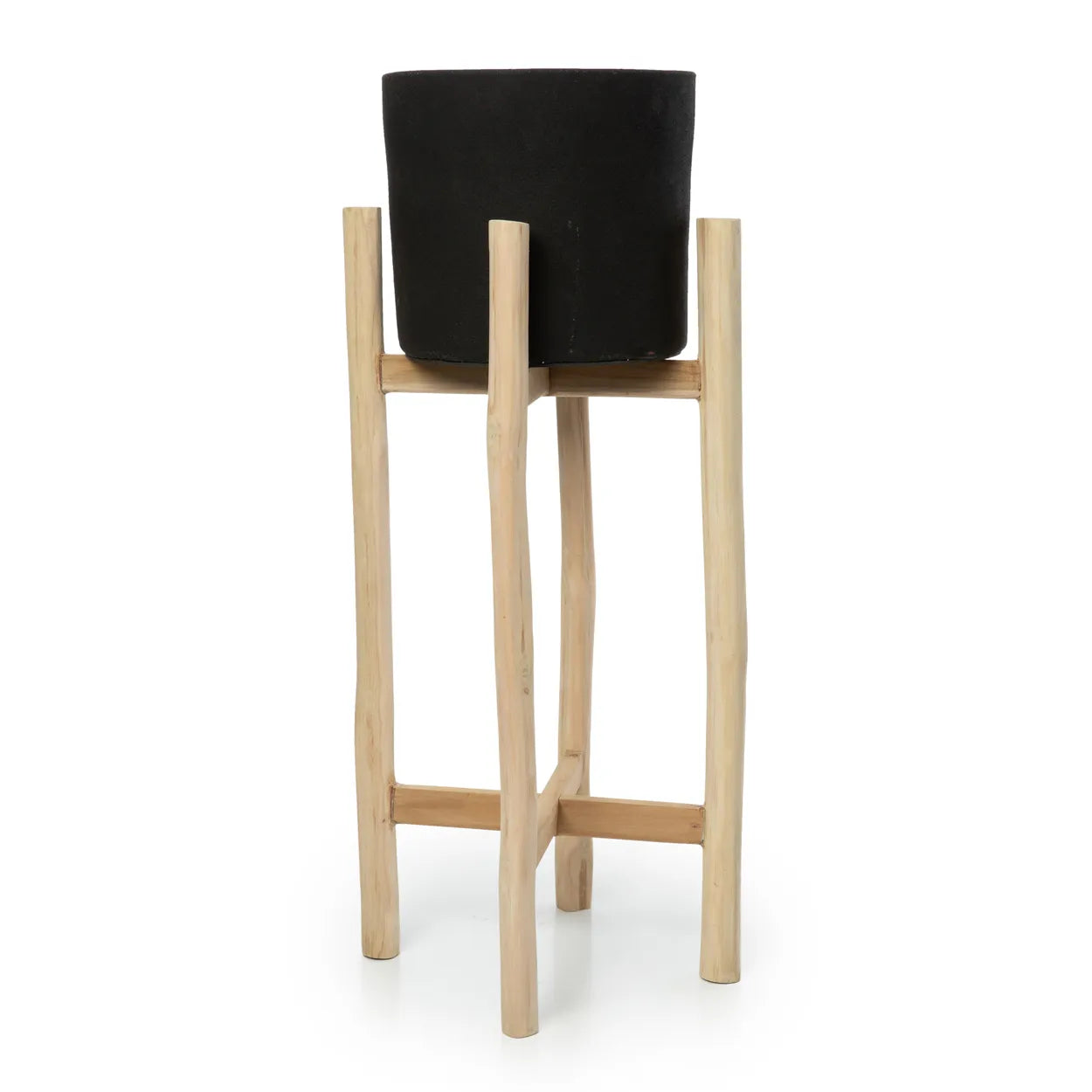 The Charcoal High - Black Natural - L in terracotta — handmade luxury planter curated by Laiyahome