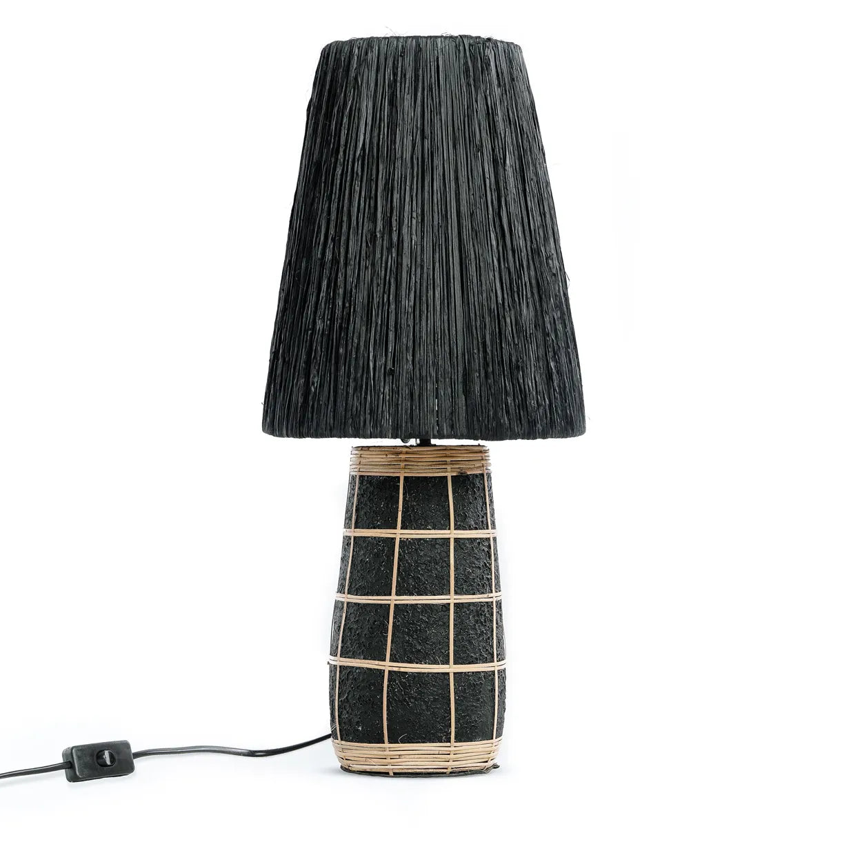 The Naxos Table Lamp - Black Natural in terracotta, earthenware — handmade luxury table lamp curated by Laiyahome — view 3