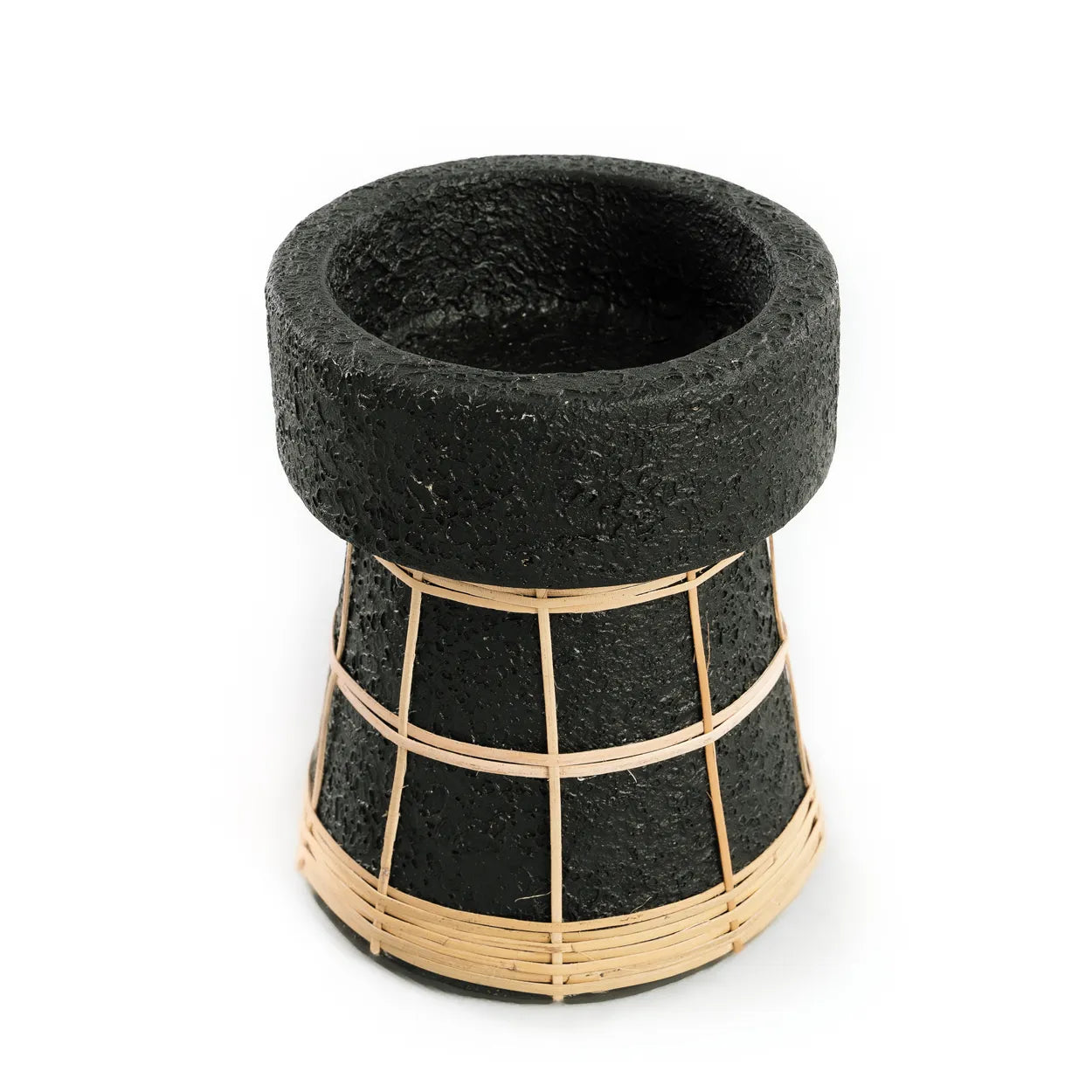 The Serene Candle Holder - Black Natural - M in terracotta — handmade luxury tea light holder curated by Laiyahome — view 3