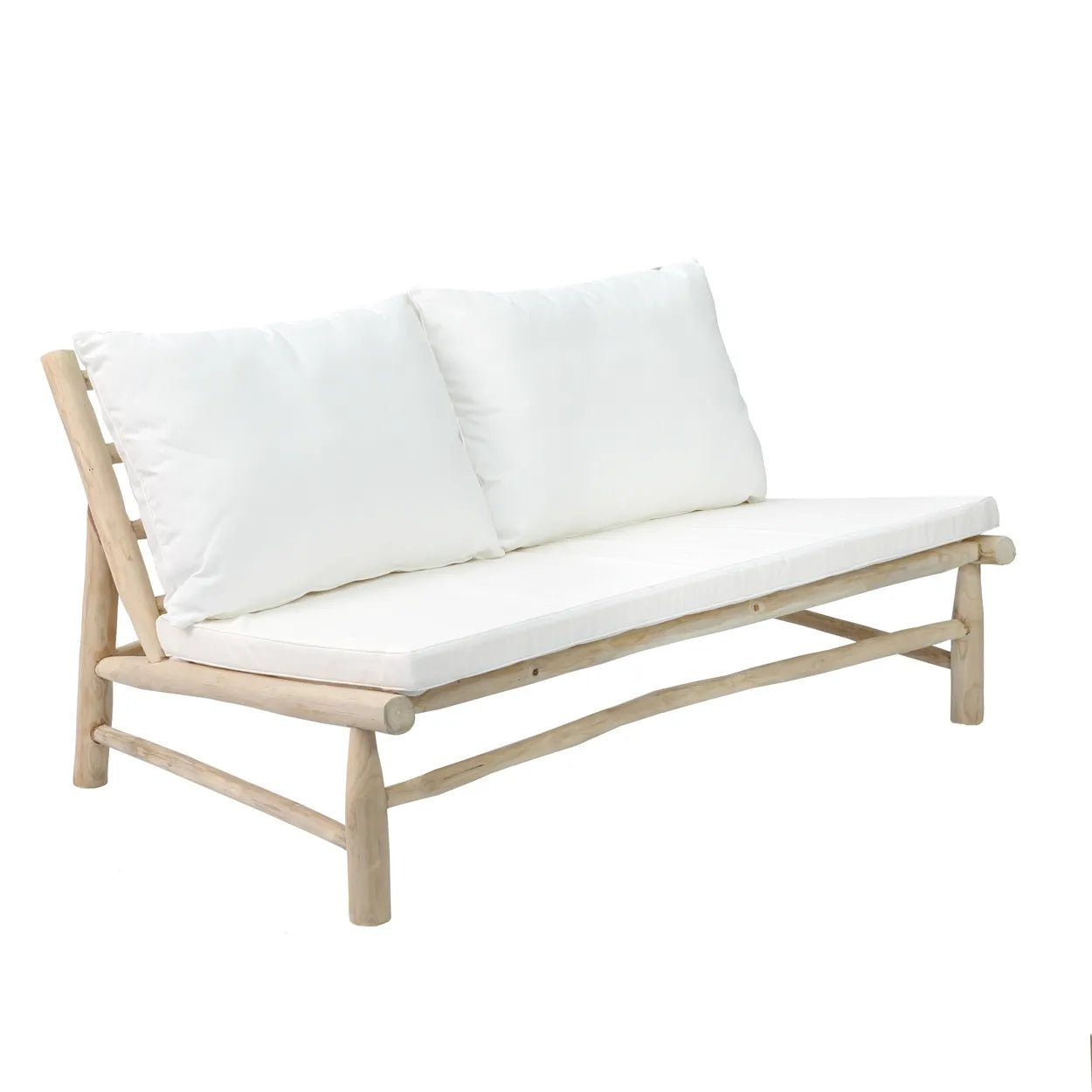 The Island Two Seater - Natural White in wood, textile — handmade luxury sofa curated by Laiyahome