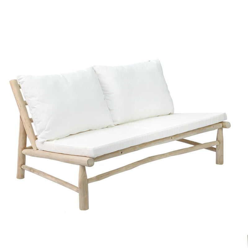 The Island Two Seater - Natural White in wood, textile — handmade luxury sofa curated by Laiyahome
