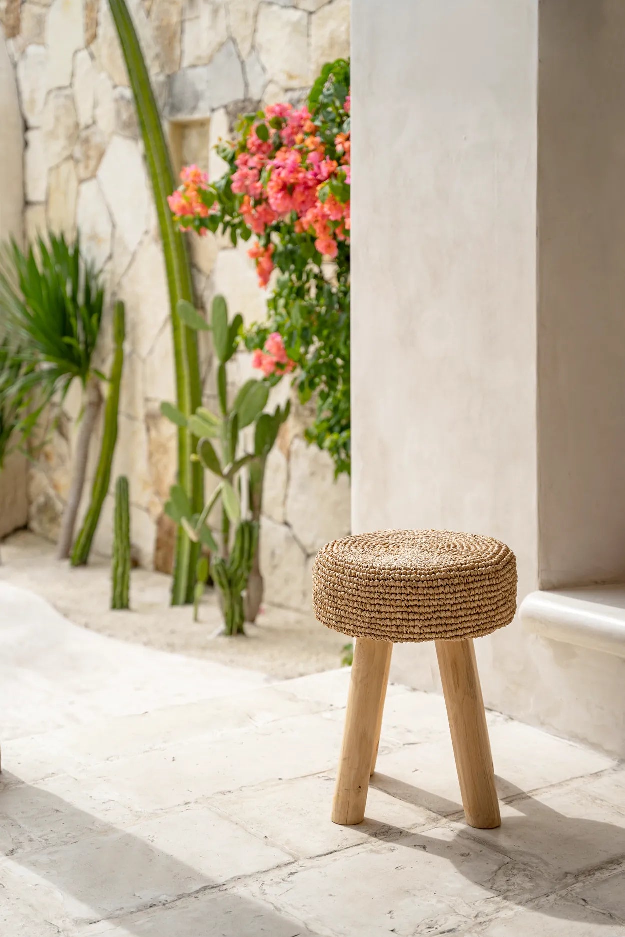 The Raffia Stool - Natural in wood — handmade luxury stool curated by Laiyahome — view 4