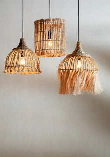 The Abaca Tassel Pendant - Natural - S in grass — handmade luxury pendant lamp curated by Laiyahome — view 4