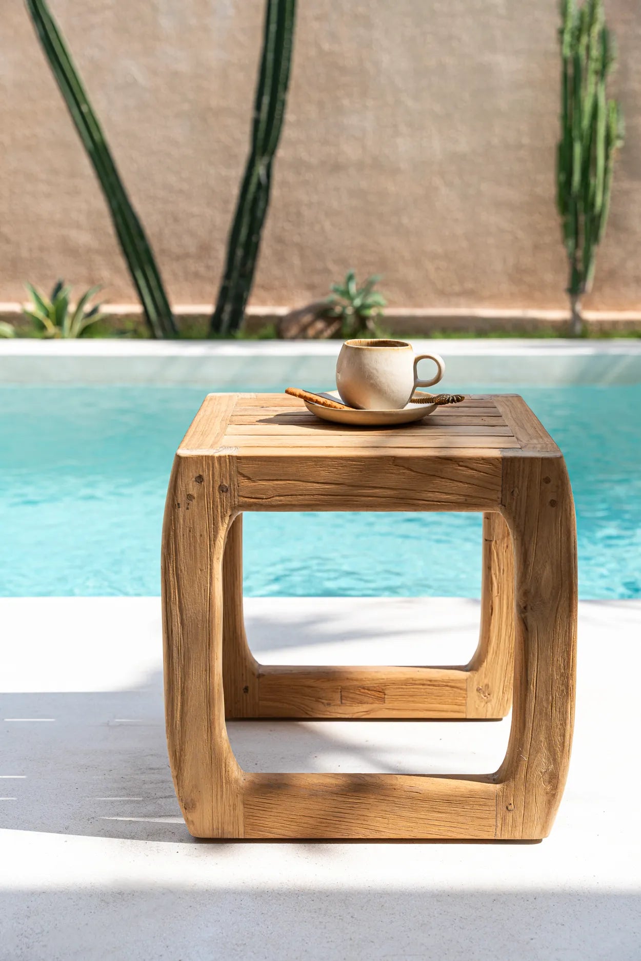 The Symi Stool - Outdoor in wood — handmade luxury stool curated by Laiyahome — view 2