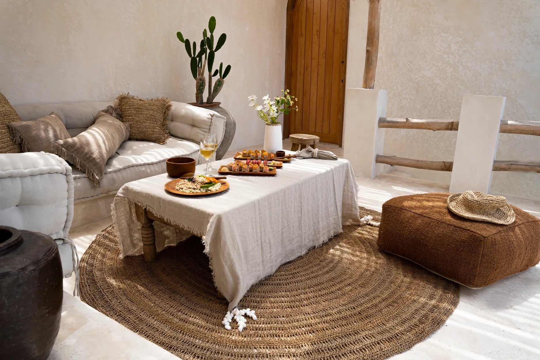 The Linen Tablecloth - Beige - 150x250 in linen — handmade luxury tablecloth curated by Laiyahome — view 4