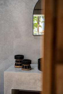 The Serene Candle Holder - Black Natural - S in terracotta — handmade luxury tea light holder curated by Laiyahome — view 4