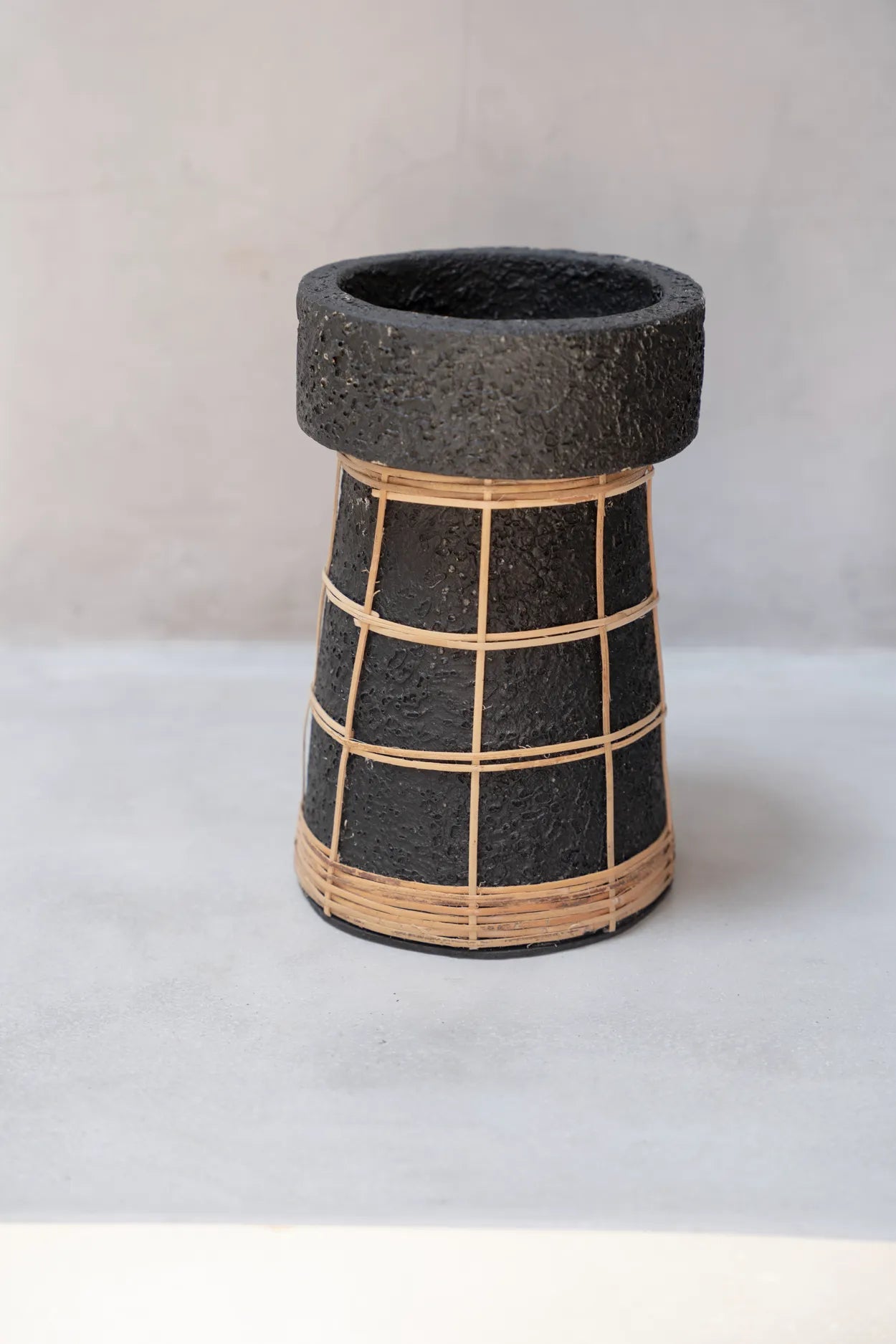 The Serene Candle Holder - Black Natural - L in terracotta — handmade luxury tea light holder curated by Laiyahome — view 4