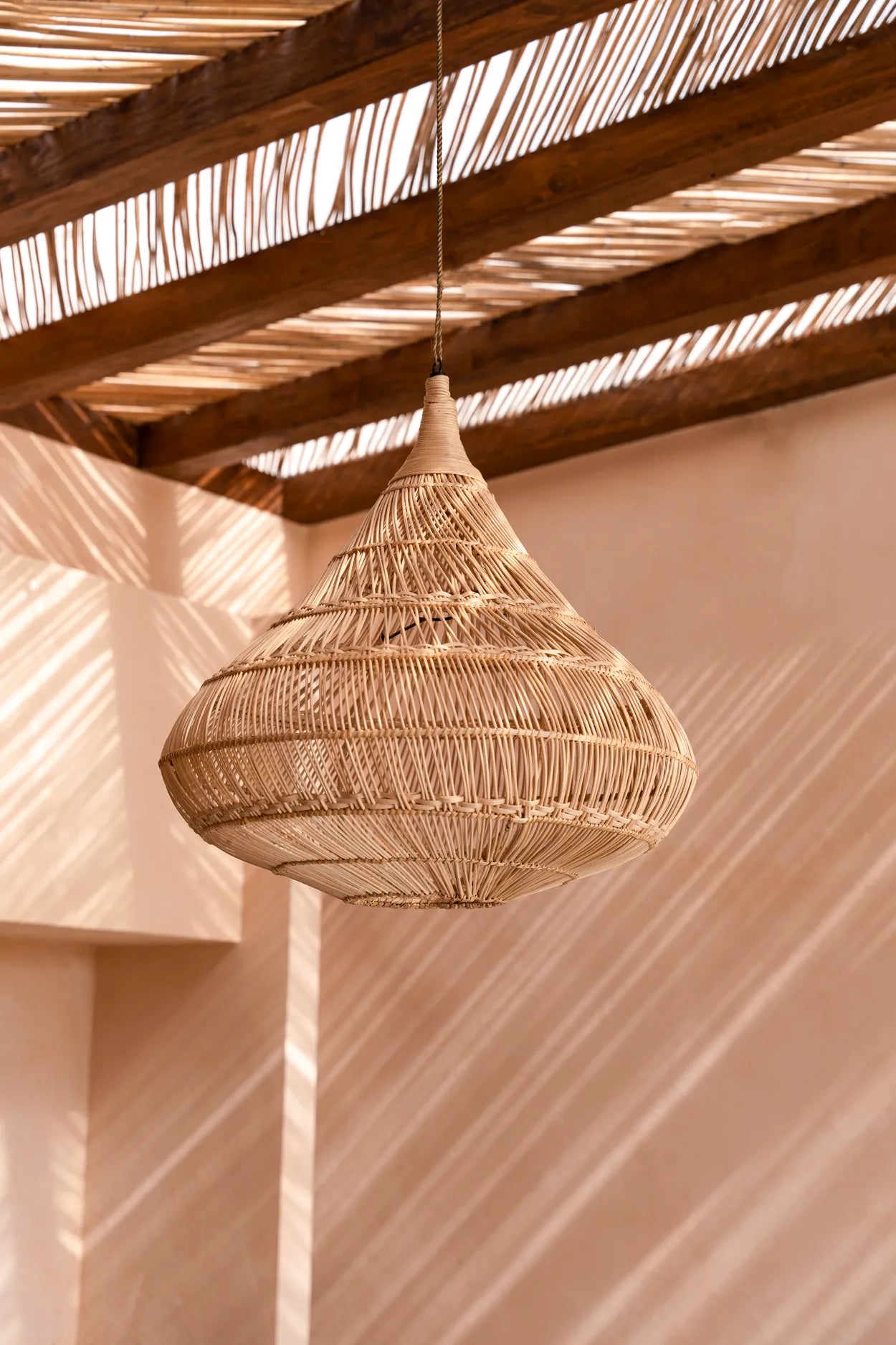 The Drop Pendant - Natural - L in rattan — handmade luxury pendant lamp curated by Laiyahome — view 2