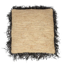 The Raffia Cushion Cover Square - Natural Black - 60x60 in raffia — handmade luxury cushion cover curated by Laiyahome — view 3