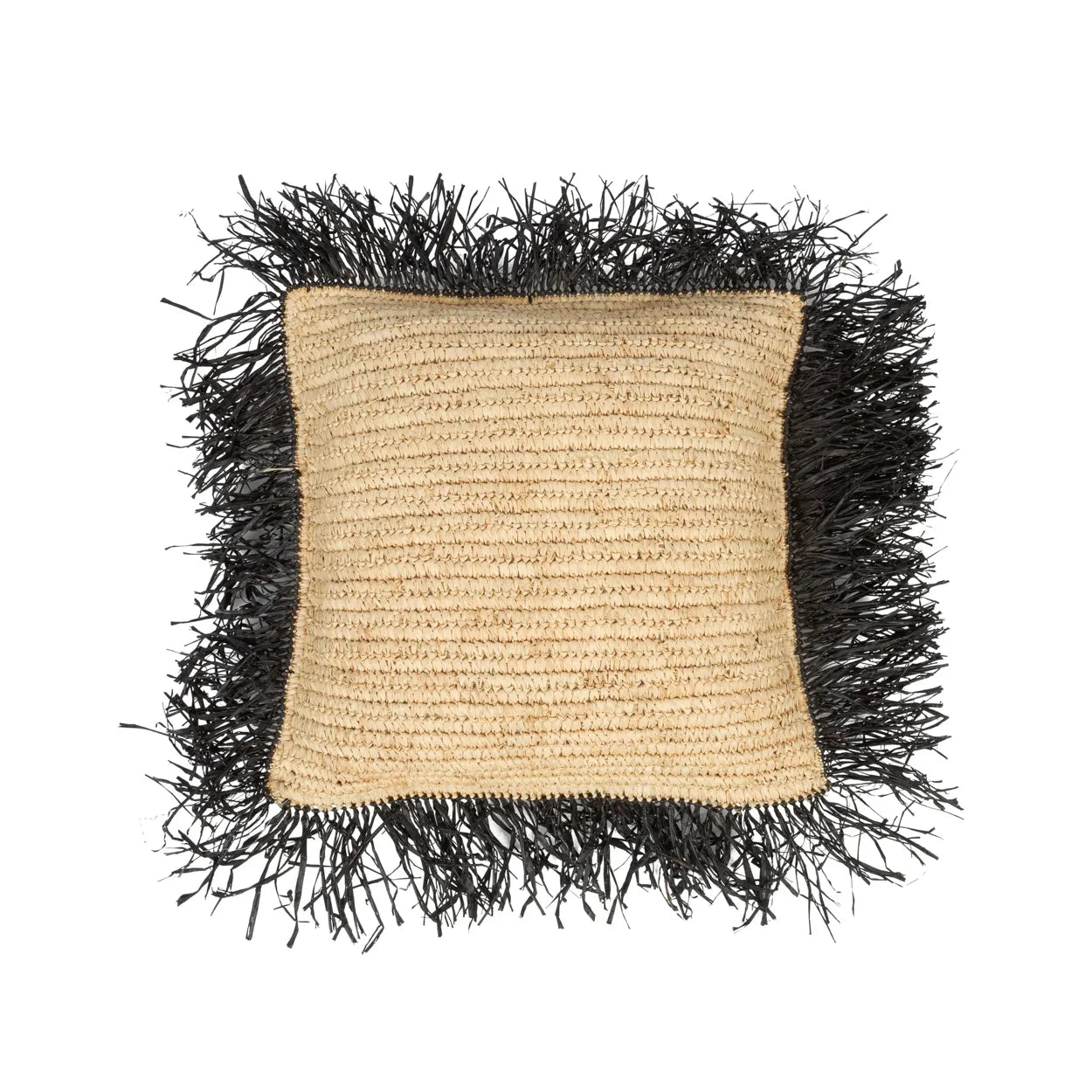 Capa de almofada quadrada em ráfia - Preto natural - 40x40