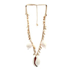 The Big White Cowrie Shell Necklace in cotton — handmade luxury necklace curated by Laiyahome — view 3
