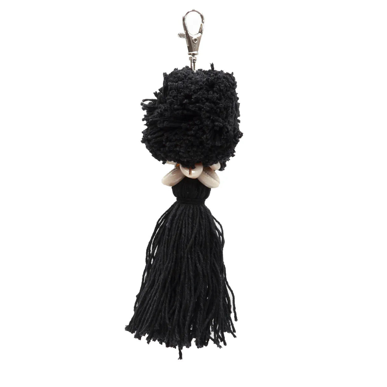 The Pompom Keychain - Black in cotton — handmade luxury keychain curated by Laiyahome — view 3