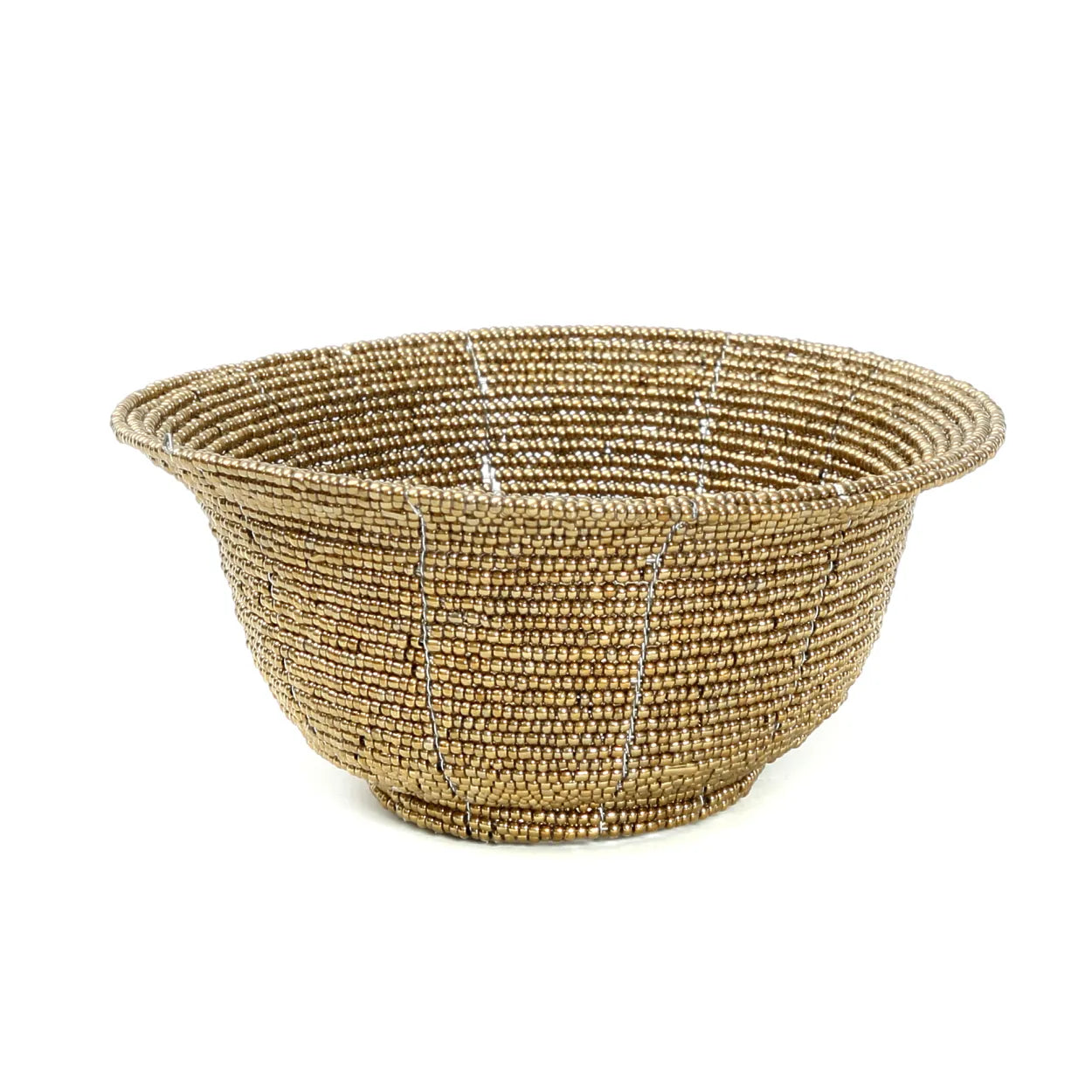 The Beaded Bowl Low - Gold - S in plastic — handmade luxury bowl curated by Laiyahome — view 3