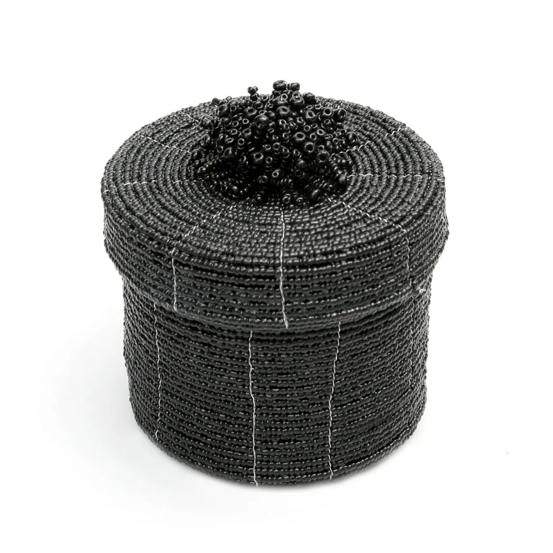 The Beaded Gift Box - Black in plastic — handmade luxury storage basket curated by Laiyahome