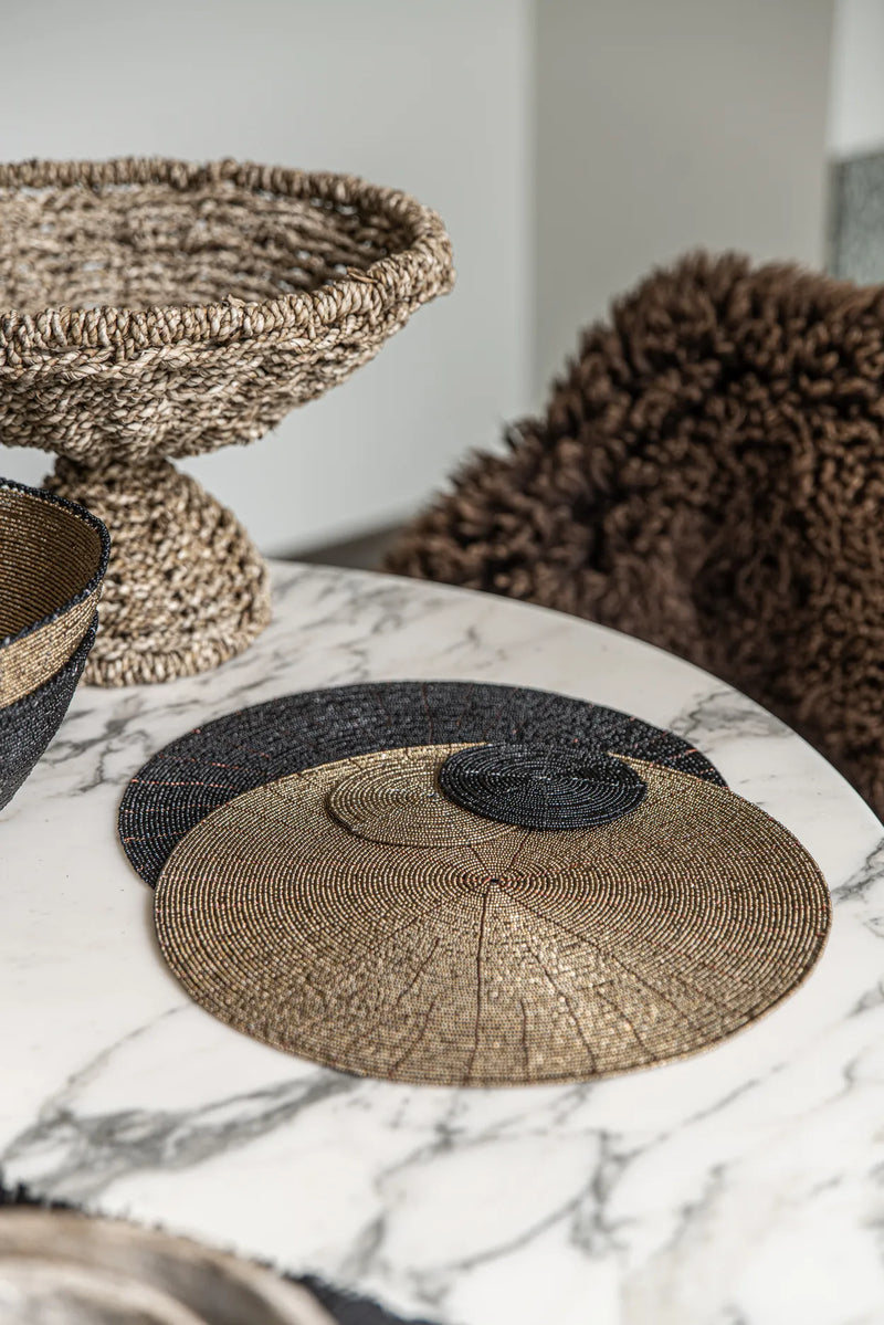 The Beaded Coaster - Black in plastic — handmade luxury coaster curated by Laiyahome — view 2