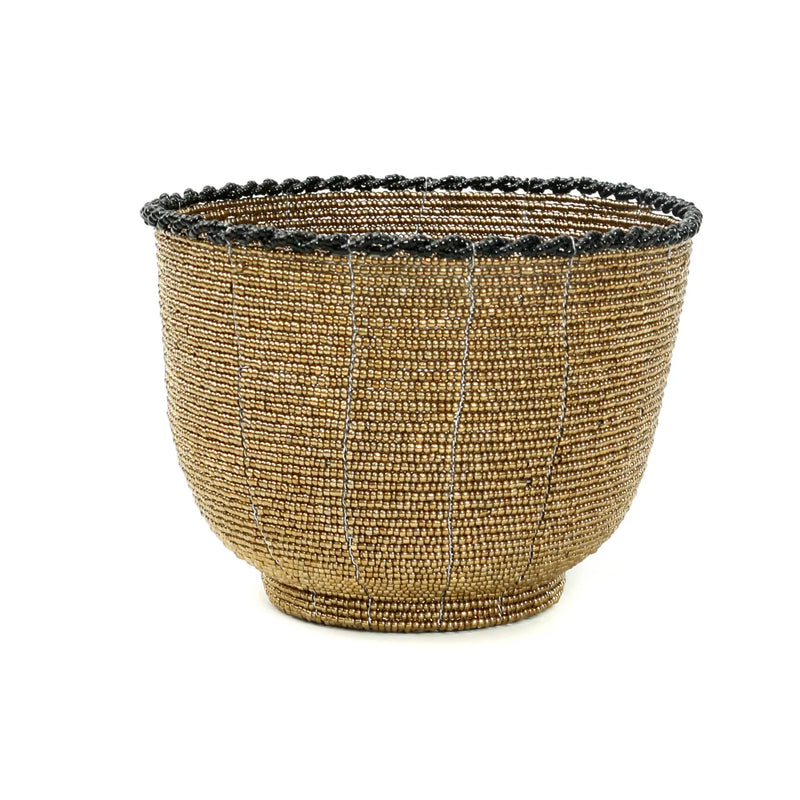 Taça de doces com contas - Dourada - M