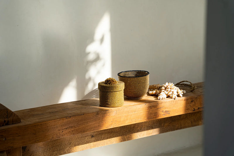 Taça de doces com contas - Dourada - M