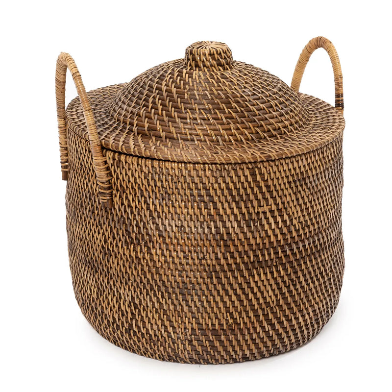 The Colonial Handles Basket - Natural Brown in rattan — handmade luxury storage basket curated by Laiyahome