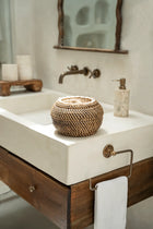The Colonial Peek-a-Boo Basket - Natural Brown - S in rattan — handmade luxury storage basket curated by Laiyahome — view 4
