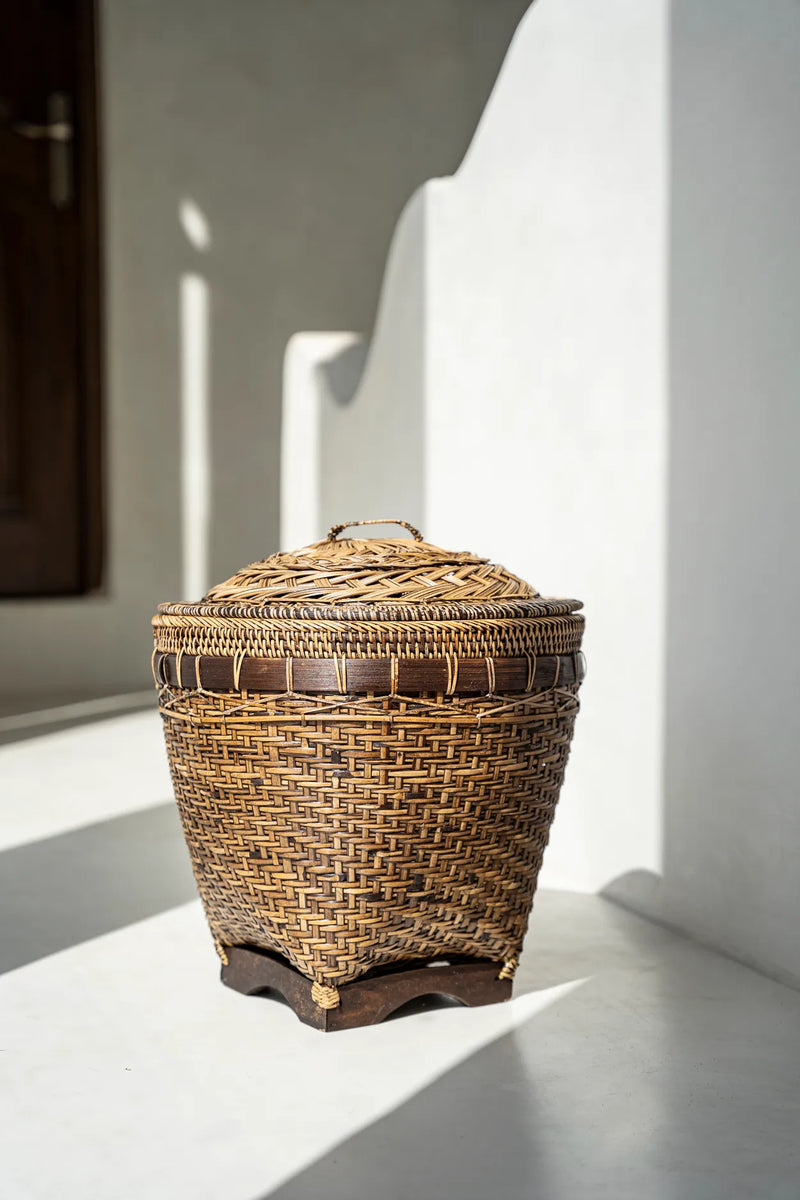 The Colonial Storage Basket - Natural Brown - M in rattan — handmade luxury storage basket curated by Laiyahome — view 2