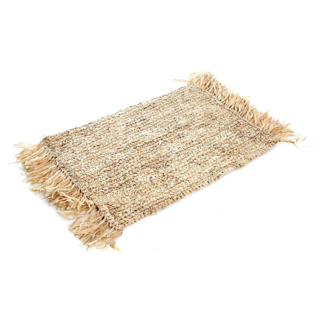 The Fringe Raffia Placemat Rectangular - Natural in raffia — handmade luxury placemat curated by Laiyahome — view 3