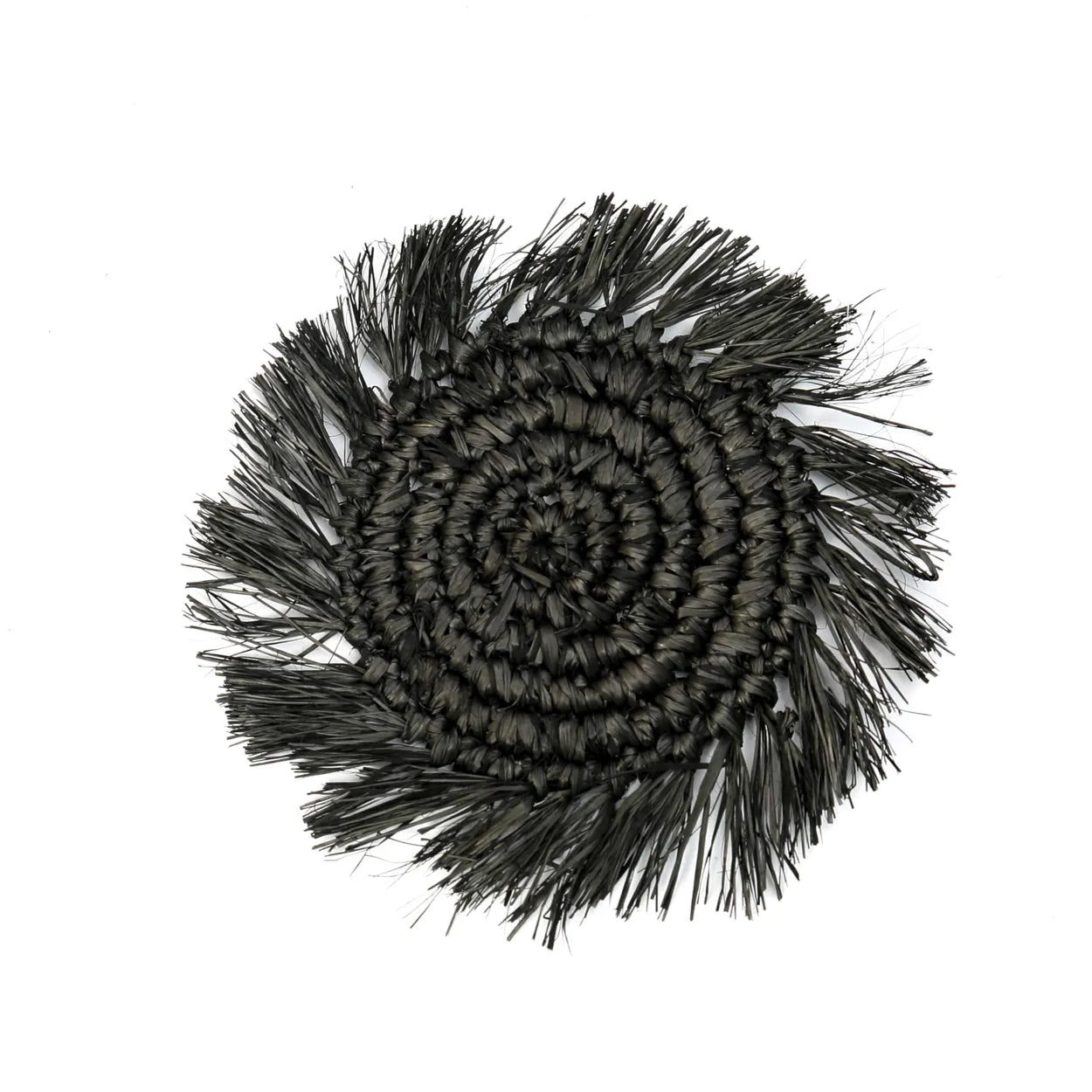 The Fringe Raffia Coaster - Black in raffia — handmade luxury coaster curated by Laiyahome — view 3