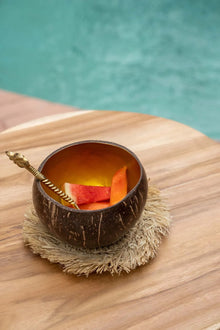 The Fringe Raffia Coaster - Natural in raffia — handmade luxury coaster curated by Laiyahome — view 4