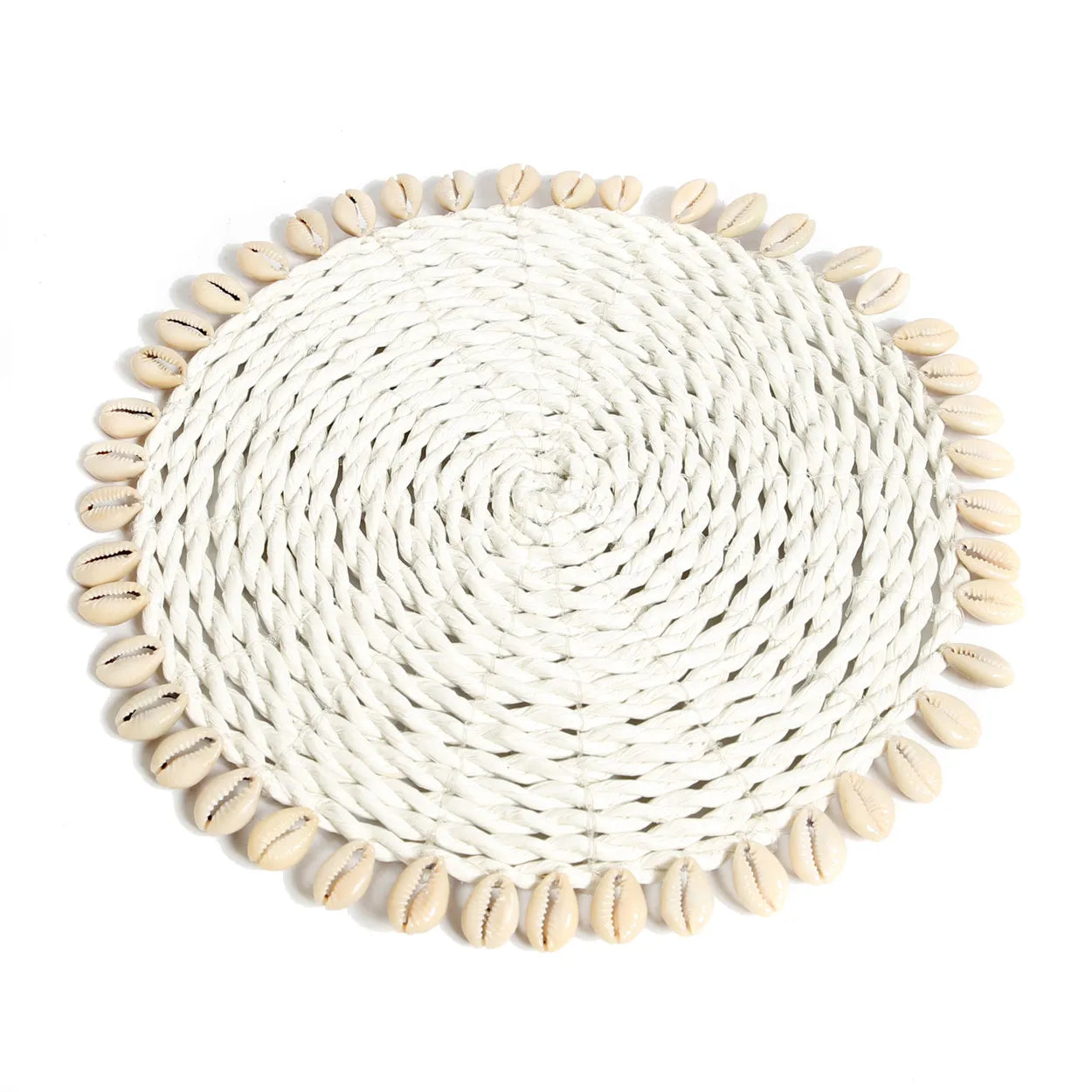 The Seagrass Shell Pan Coaster - White in seagrass — handmade luxury coaster curated by Laiyahome — view 3