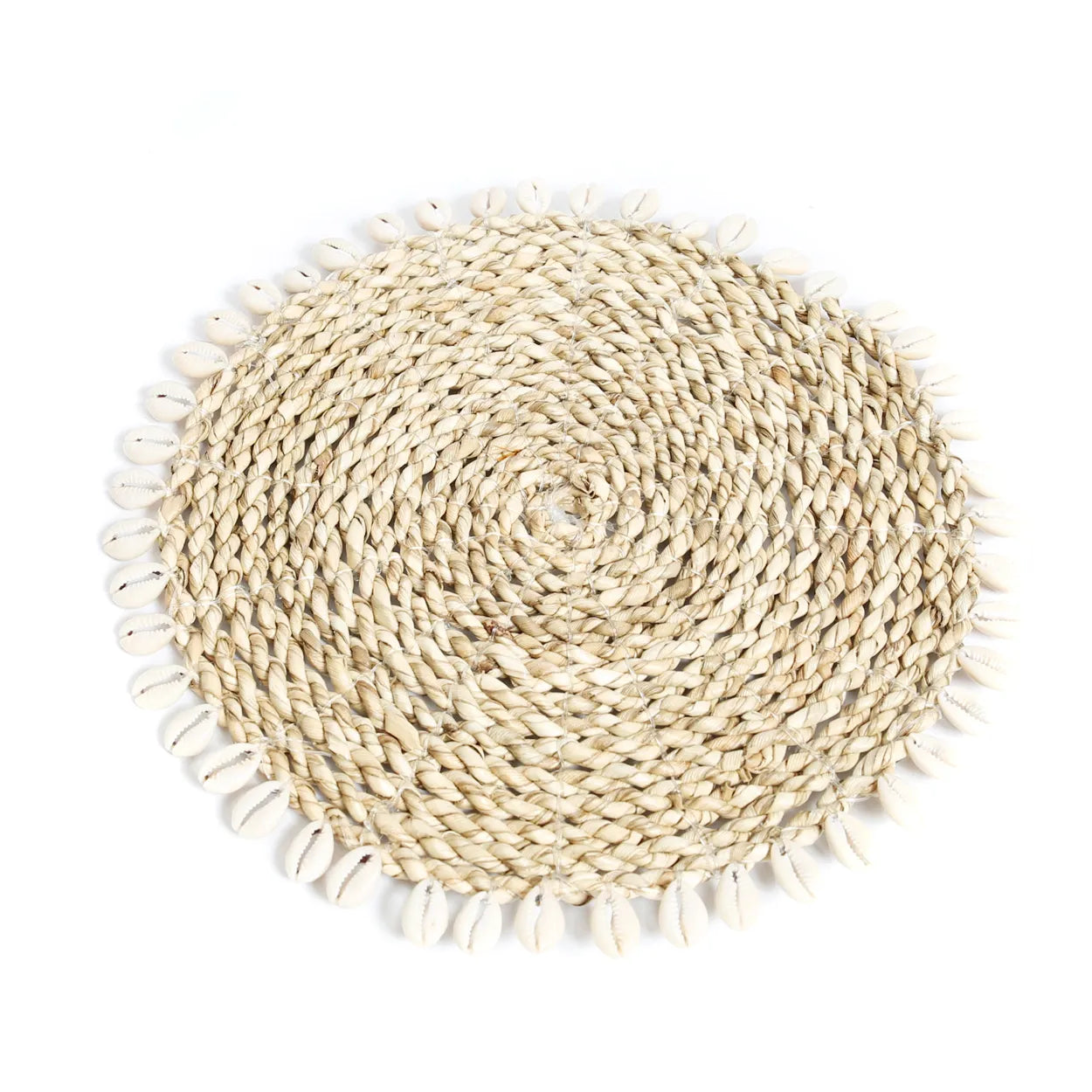 The Seagrass Shell Pan Coaster - Natural in seagrass — handmade luxury coaster curated by Laiyahome — view 3
