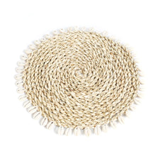 The Seagrass Shell Pan Coaster - Natural in seagrass — handmade luxury coaster curated by Laiyahome — view 3