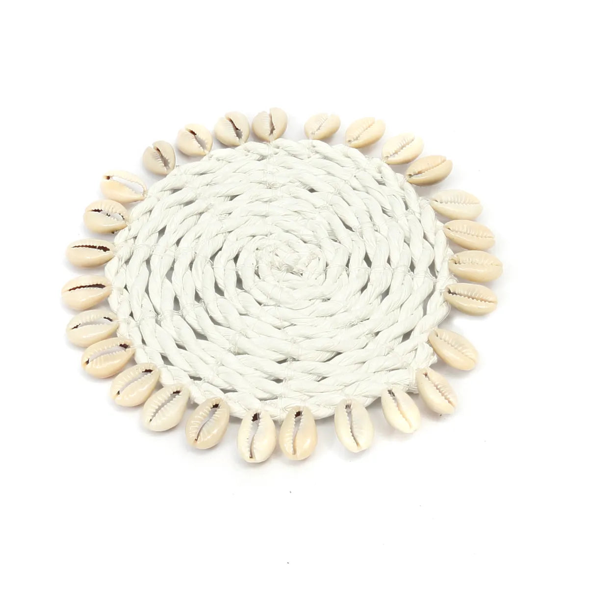 The Seagrass Shell Coaster - White in seagrass — handmade luxury coaster curated by Laiyahome — view 3