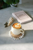 The Raffia Shell Coaster - Natural in raffia — handmade luxury coaster curated by Laiyahome — view 4