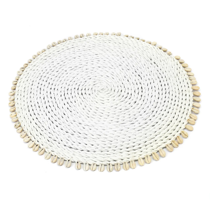 The Seagrass Shell Placemat - White in seagrass — handmade luxury placemat curated by Laiyahome